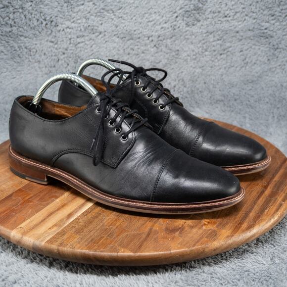 BLAKE MCKAY T9 BLACK LEATHER CAP TOE OXFORD SHOES MEN'S SIZE 8.5 LACE UP ... - Picture 1 of 8